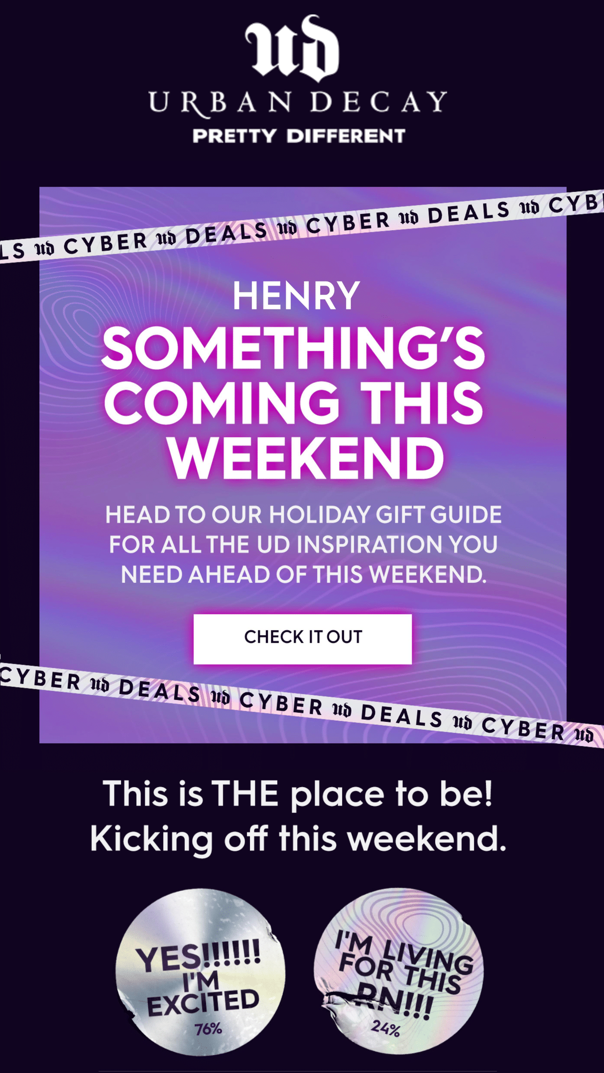 Holiday email marketing example