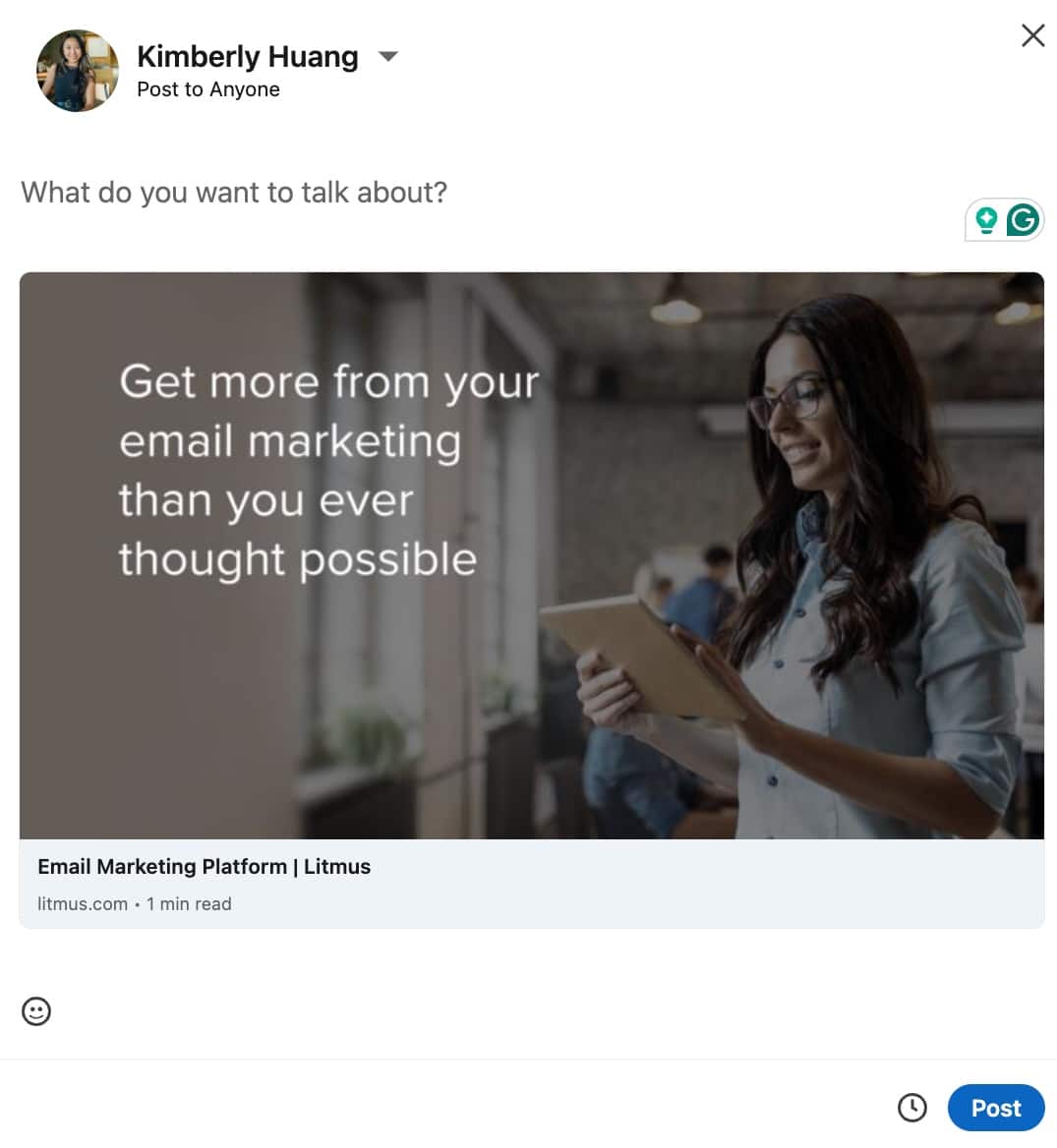 linkedin share with your network link example
