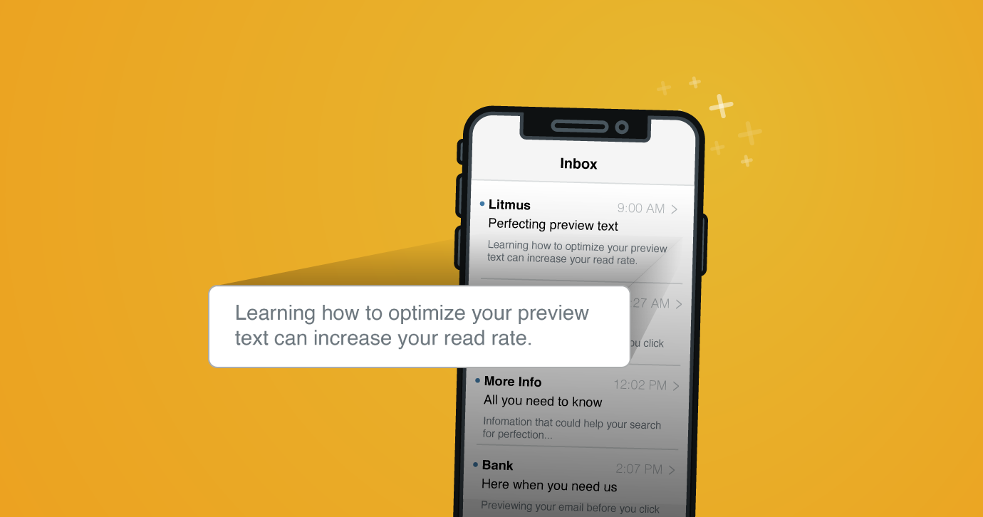 Image of mobile phone with preview text