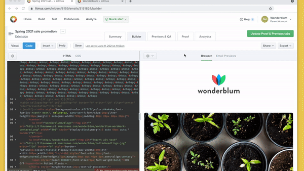 Toggle gridlines in Litmus Builder