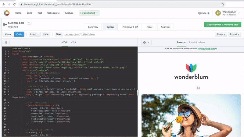 how to share HTML email template in Litmus Builder