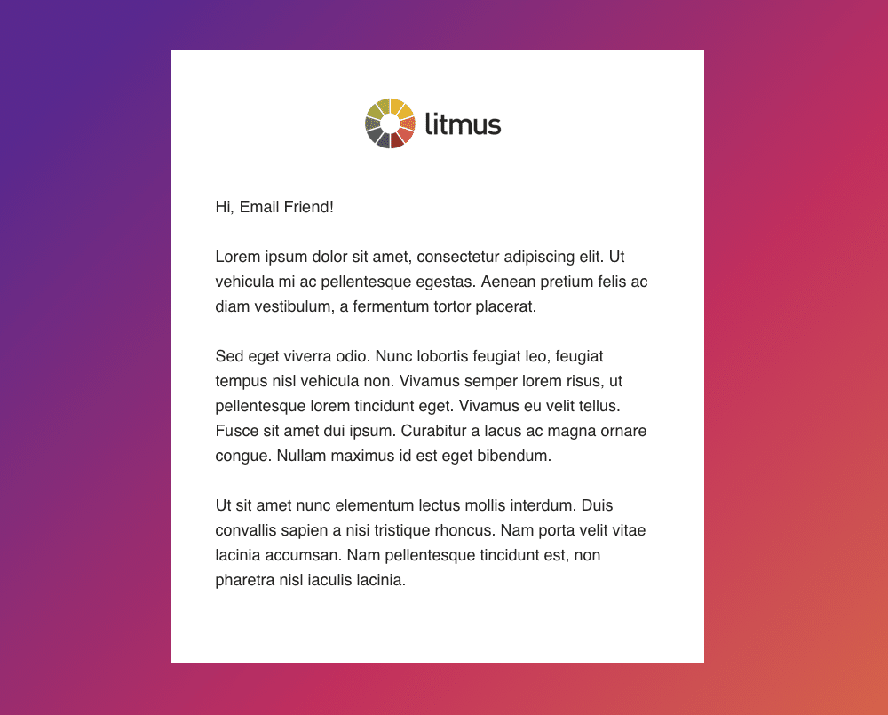 Litmus email example of CSS linear gradient background