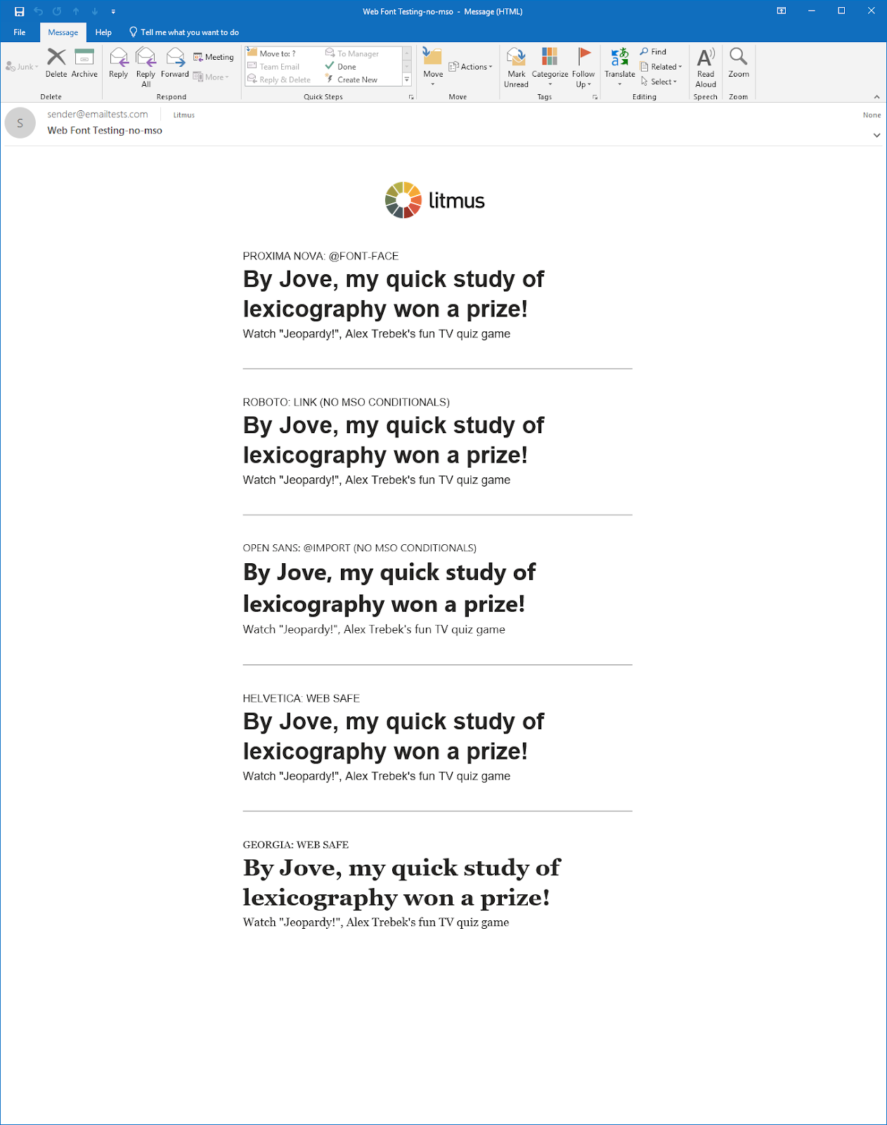 testing web fonts in email for newer versions of outlook without mso conditionals