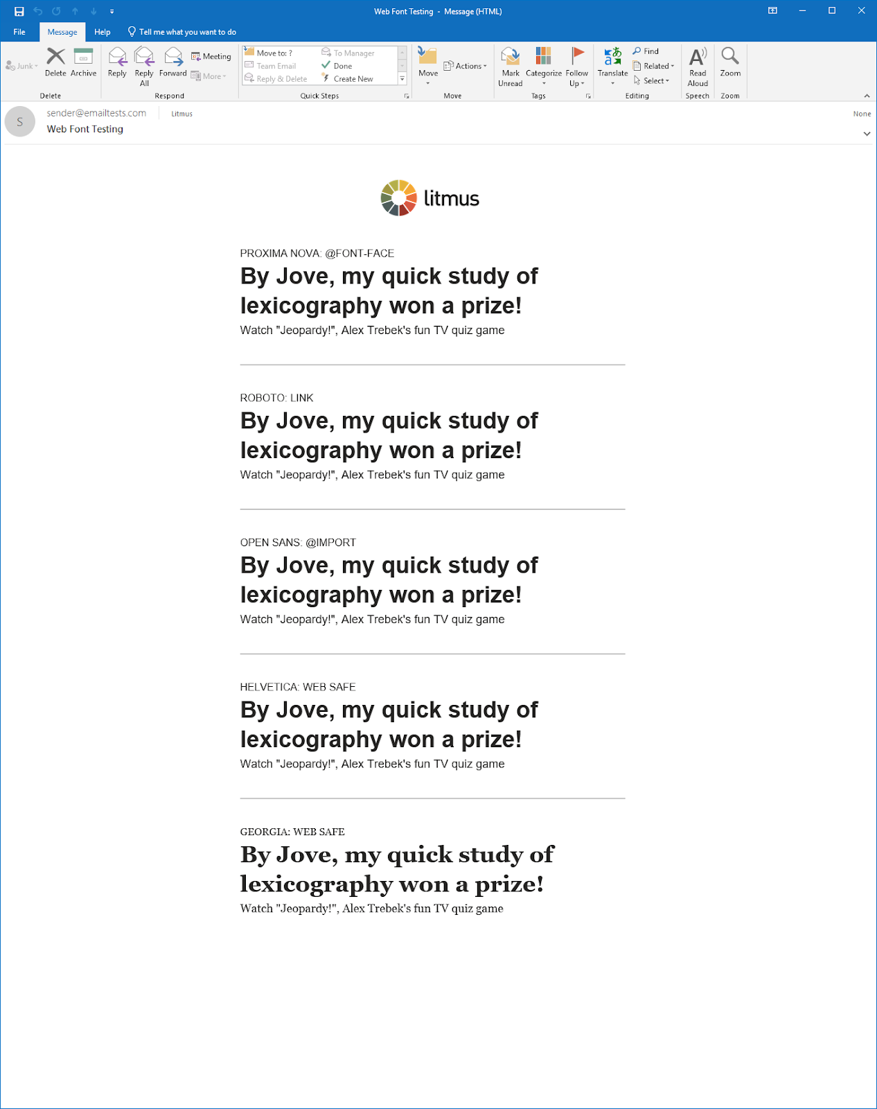 testing web fonts in email for newer versions of outlook with mso conditionals