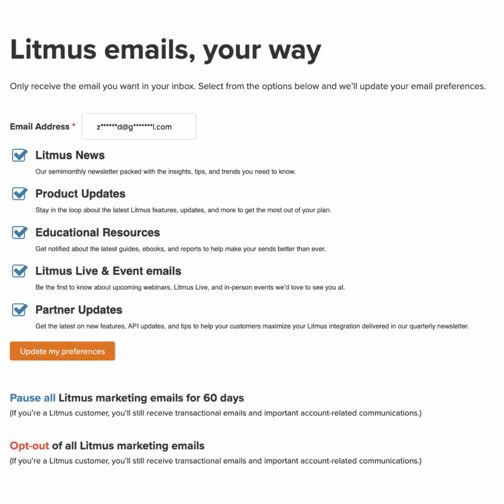 Litmus subscription page 2025