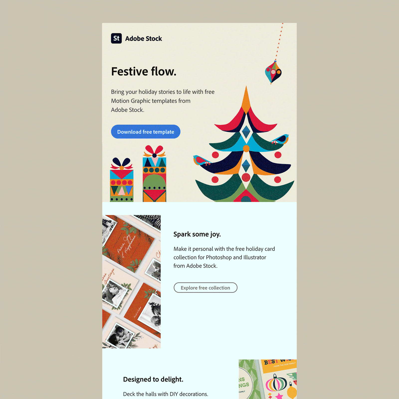 Adobe Stock email with animated GIF email background images