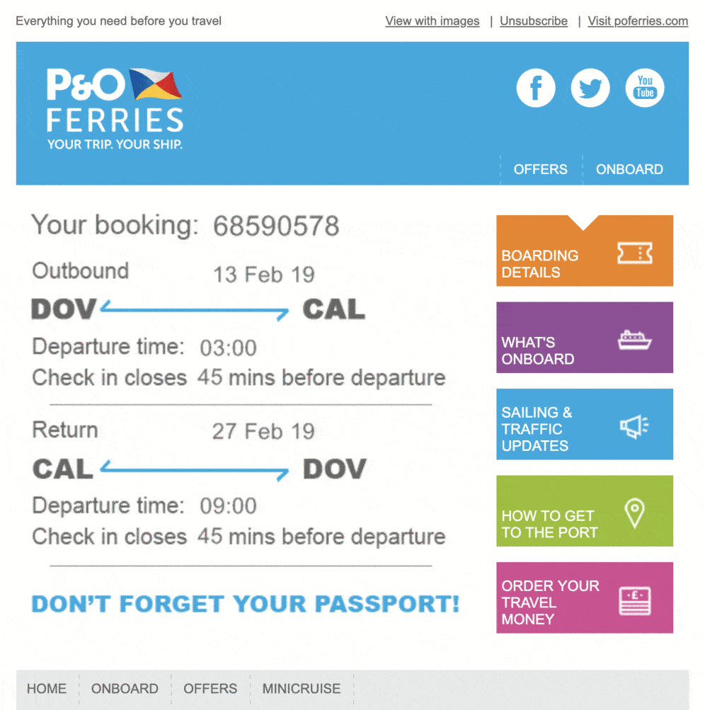 Pre-travel email Pre-travel email with live twitter and lots of personalized content