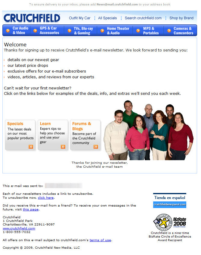 This welcome email hadn't been updated in several years