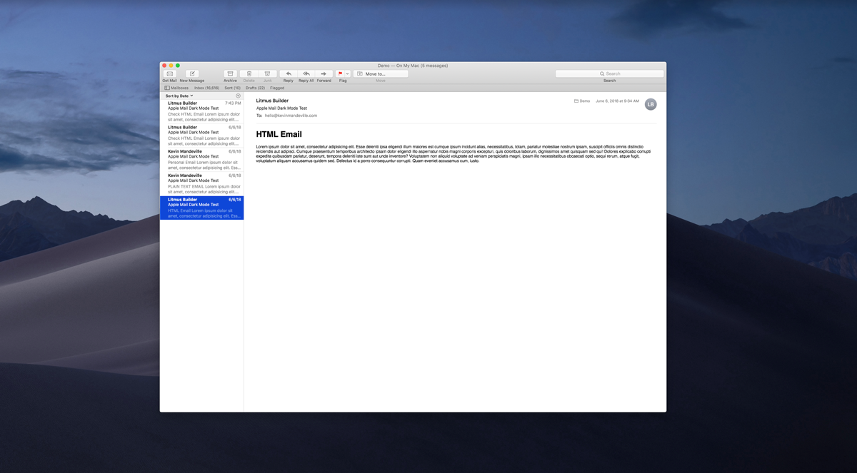 Apple Mail in Light Mode