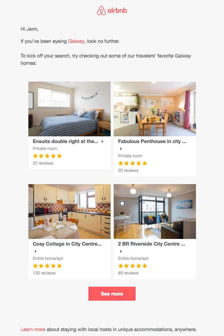 Airbnb Email - personalization