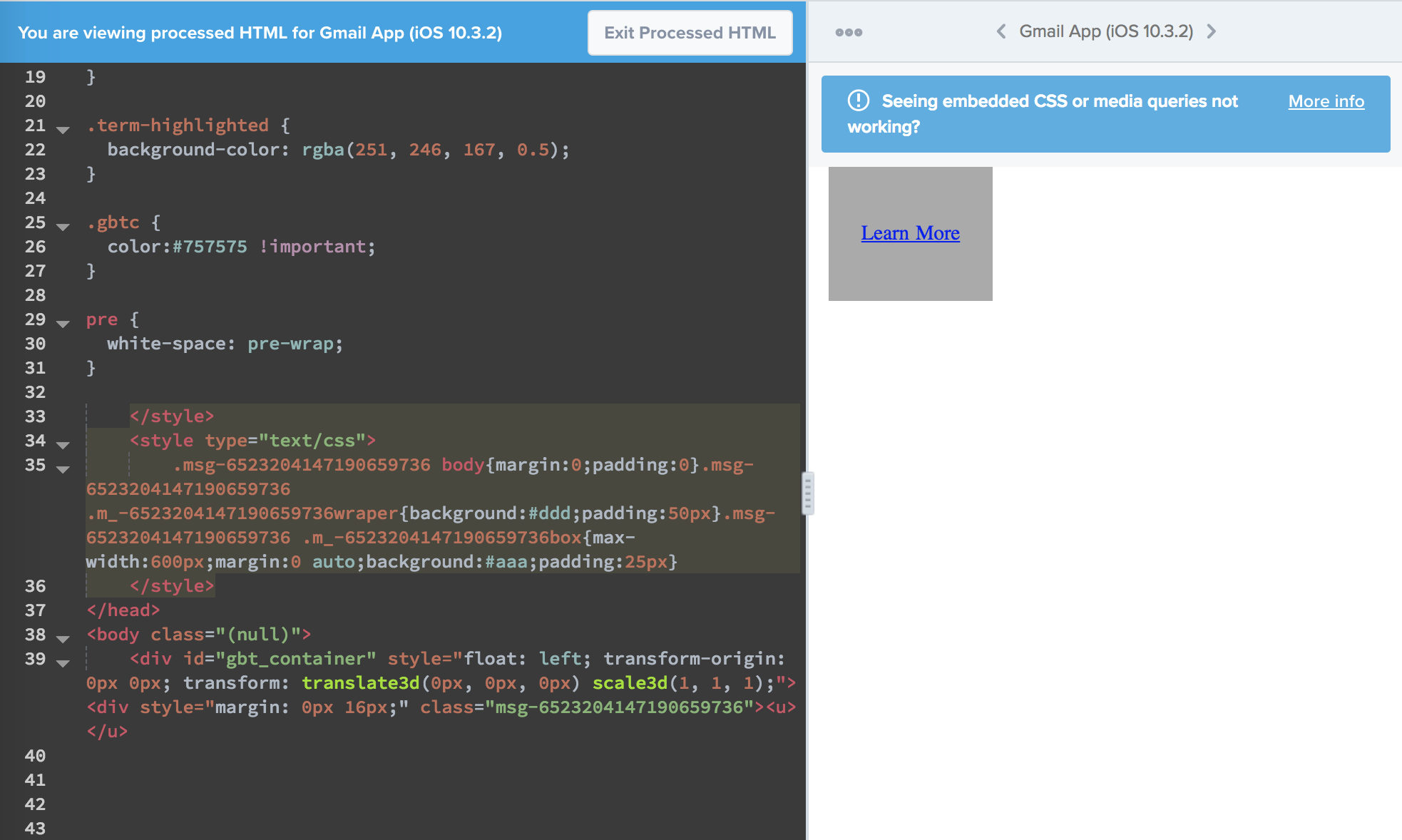 Processed HTML