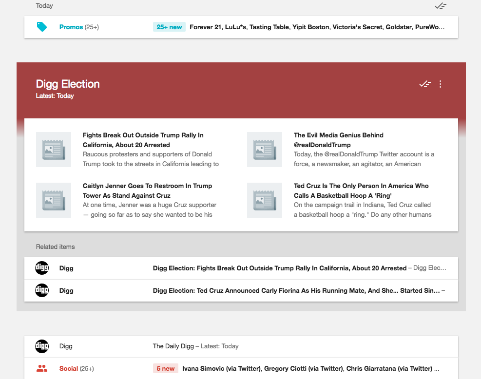 digg election - glanceable newsletter