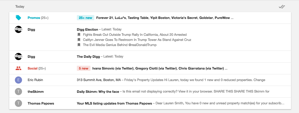 glanceable newsletter functionality - digg example