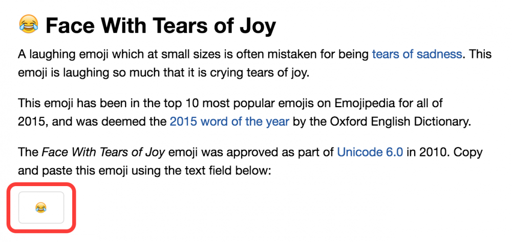 Screenshot showing Emojipedia