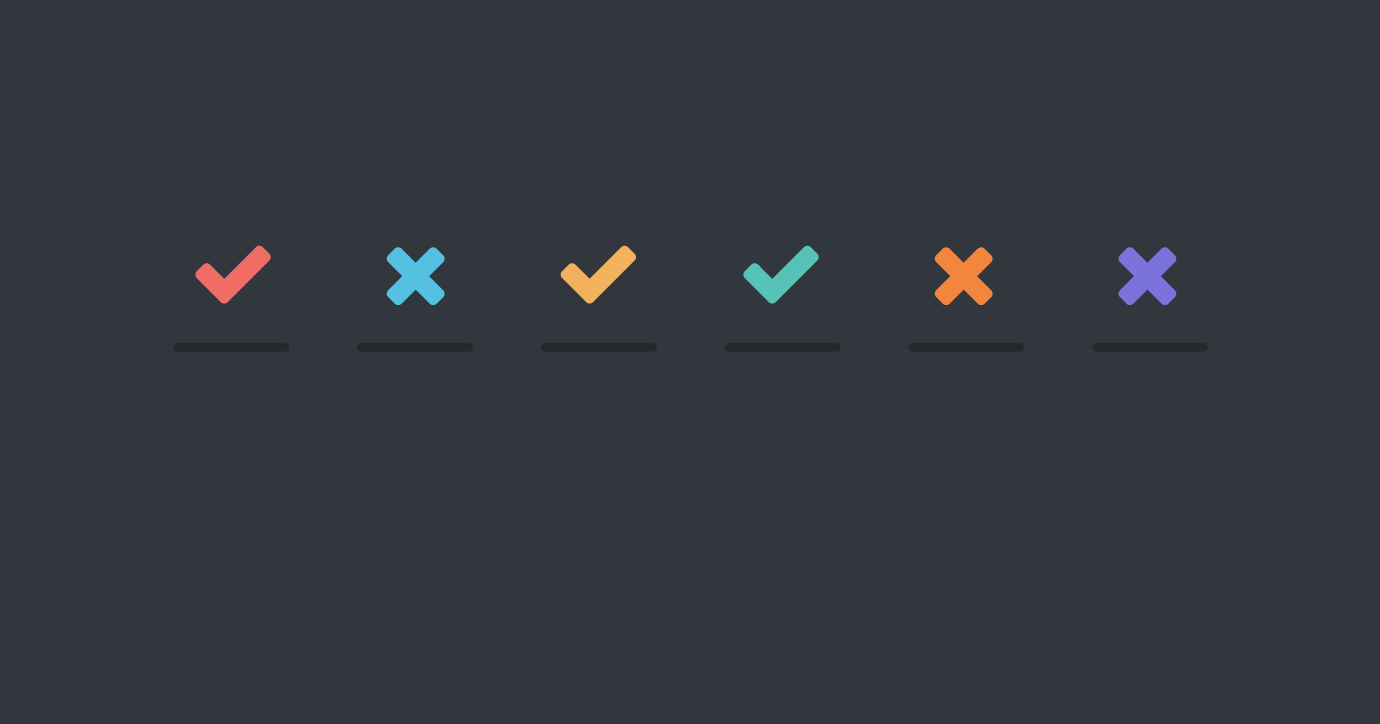 illustration showing check marks and crosses in various colors