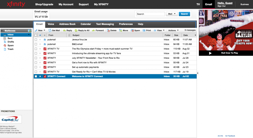 xfinity outlook email settings delete