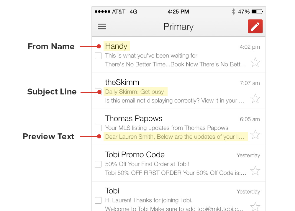 Feature a glimpse of what users will be getting in the preview of the email subject line