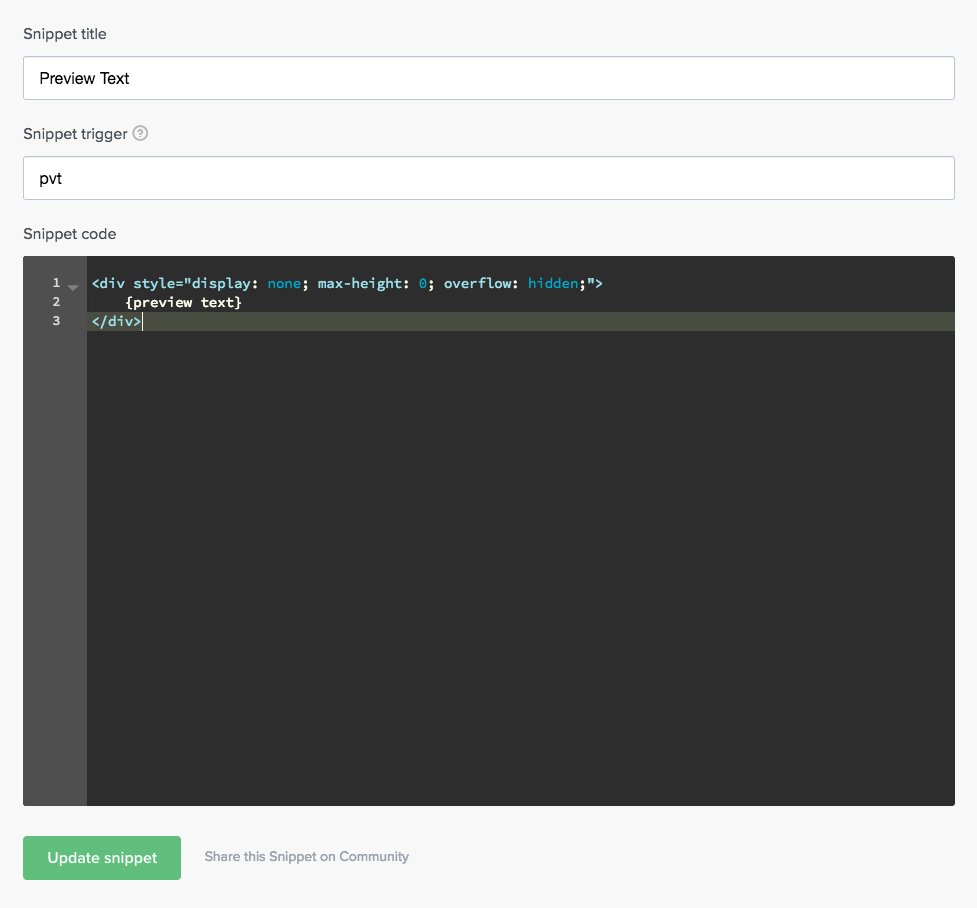 Editing a Snippet in Litmus Builder.