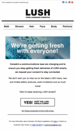 Lush — CASL compliance