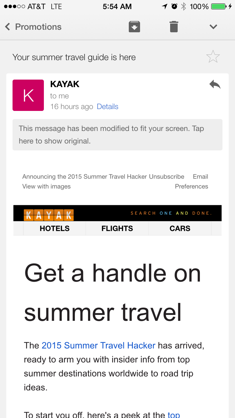 Gmail on iOS: Modified