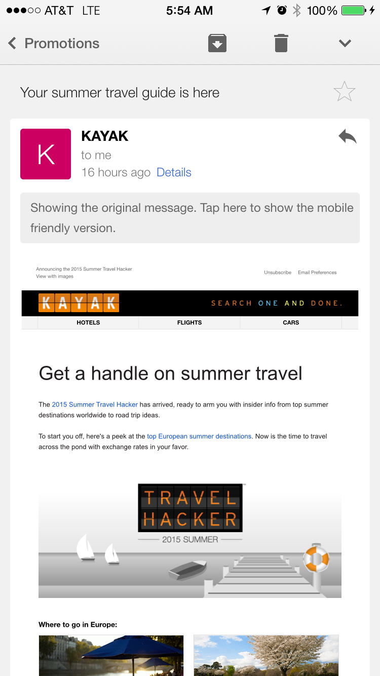 Gmail on iOS: Original