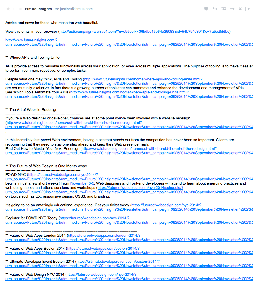 Clear headers Plain Text Emails