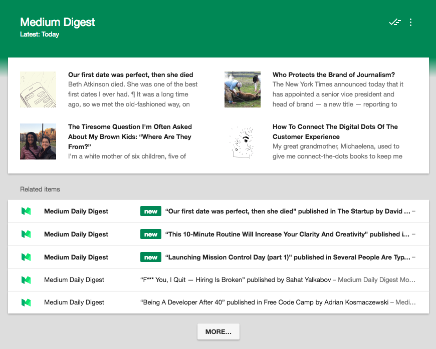 medium - inbox by gmail - glanceable newsletter