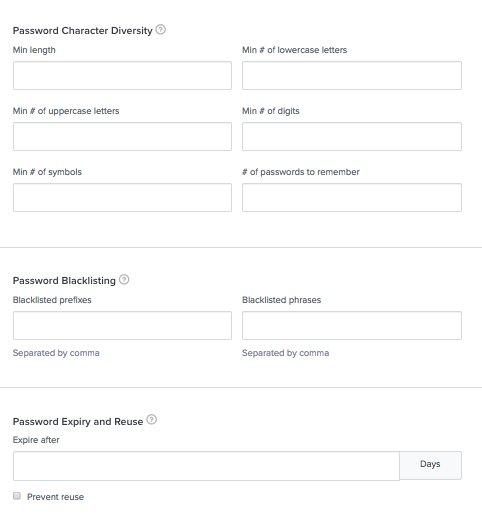 Custom Password Settings