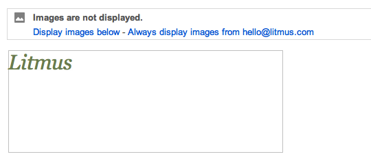 Disabled image with styled alt text in Gmail