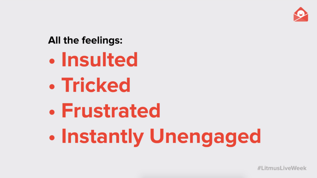 session slide on all the pop-up feelings: insulted, tricked, frustrated, instantly unengaged