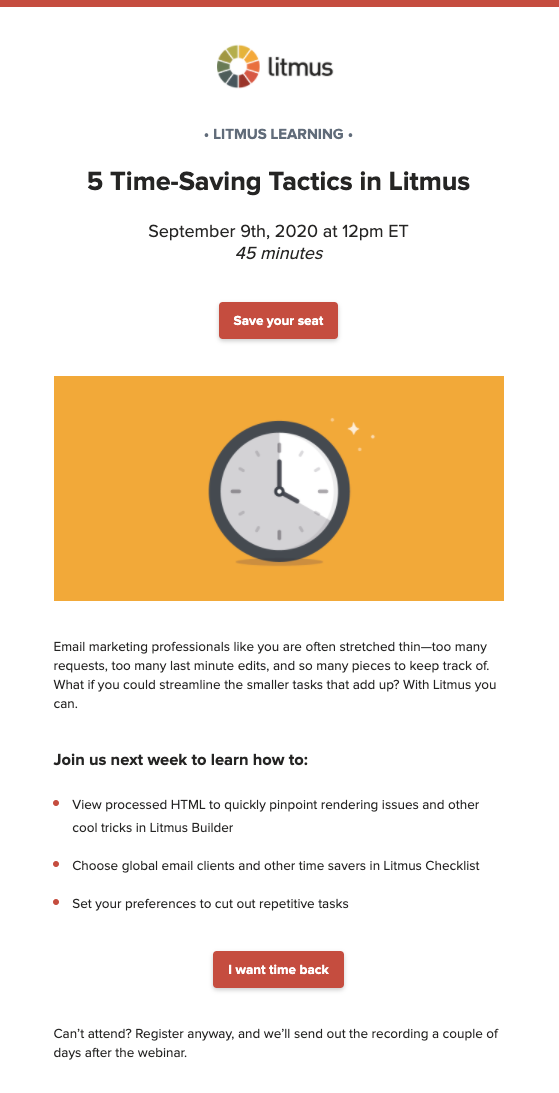 5 Time-saving Tips Customer Webinar Email