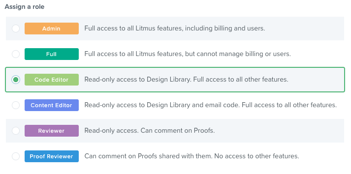 List of Litmus user permission types