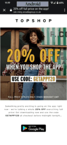 App download email from Topshop with operating system specific CTAs App download email from Topshop with operating system specific CTAs