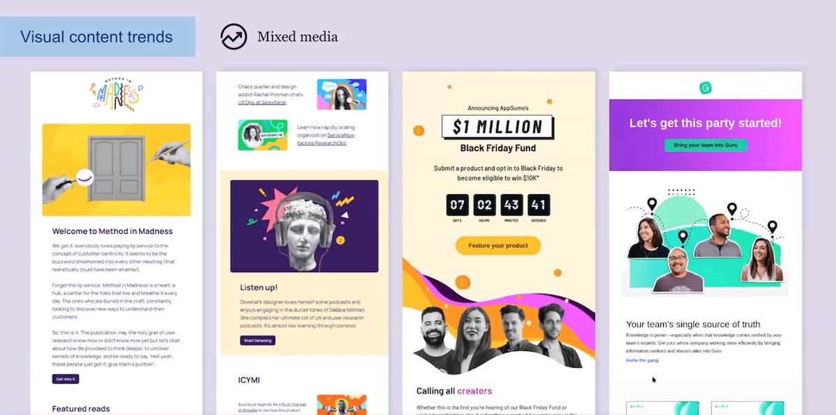 examples of email design trend, Visual Content Trends