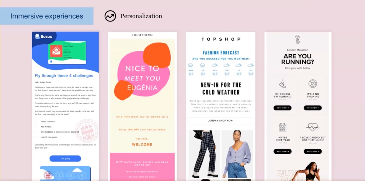 examples of email design trend, personalization