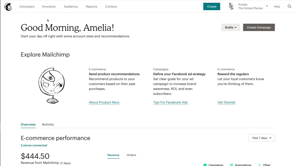 Mailchimp dashboard