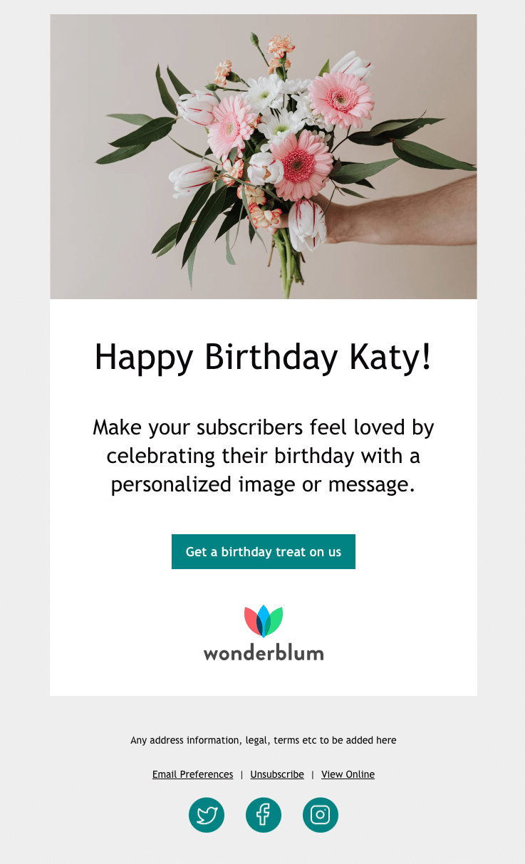 free birthday email template