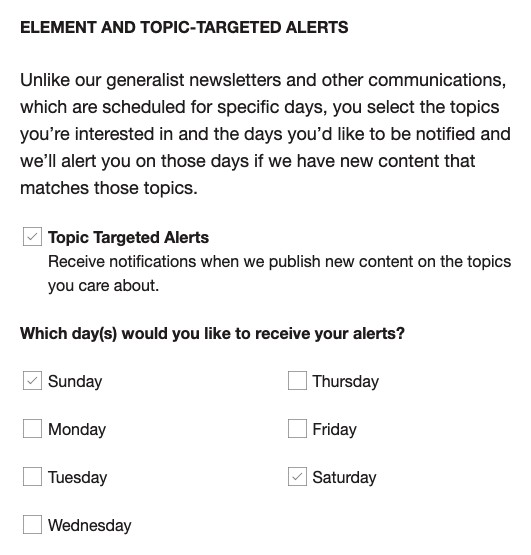 MarketingProfs email preference center