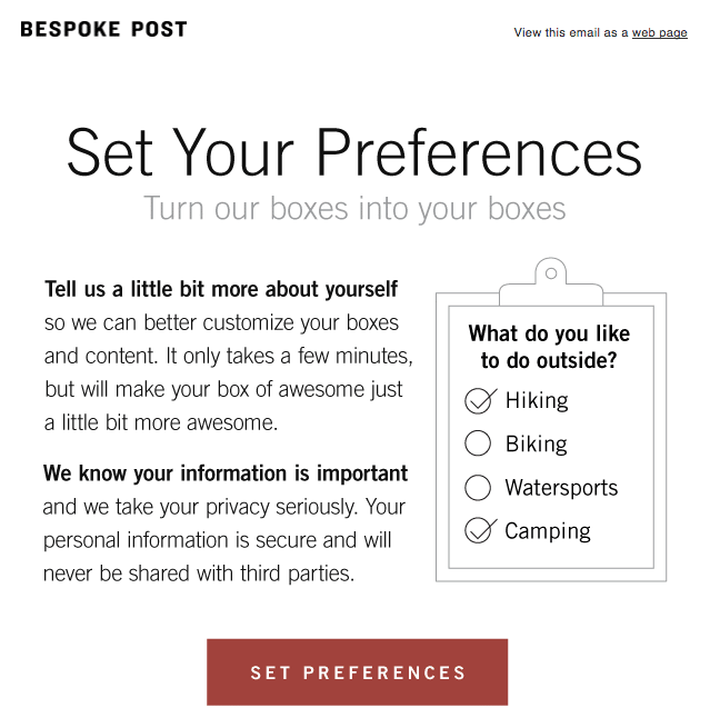 Bespoke preference center