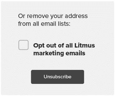 Universal Unsubscribe example of email preference center