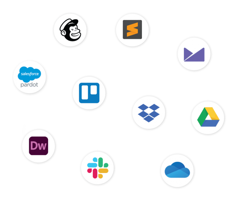 Logos in white circles
