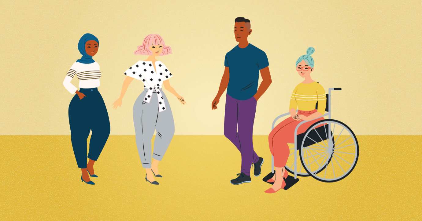 illustration showing diverse people