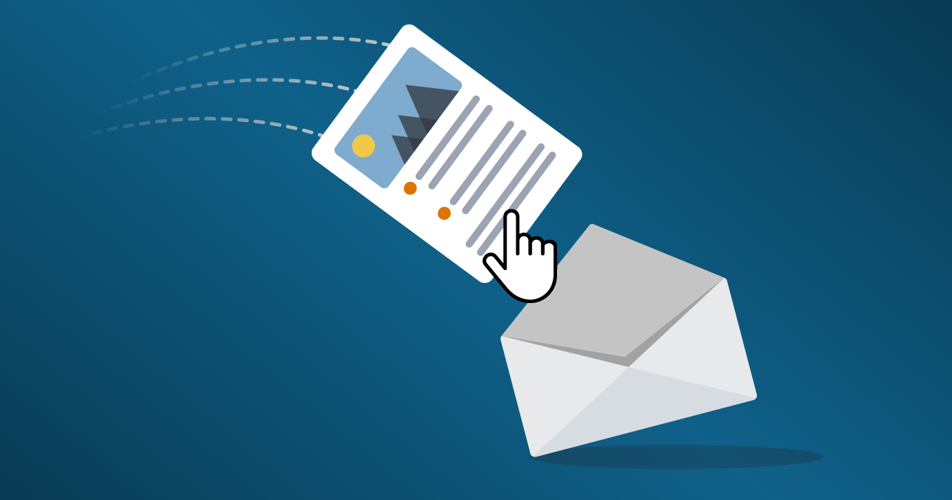 cursor dragging email into an envelope