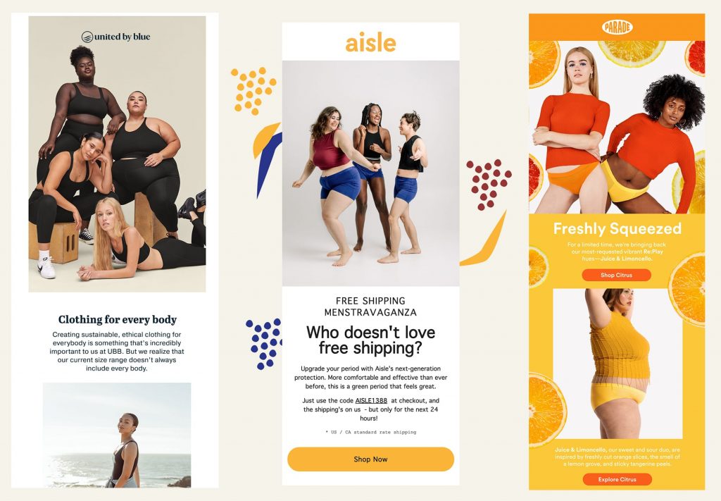 email examples showing body diversity