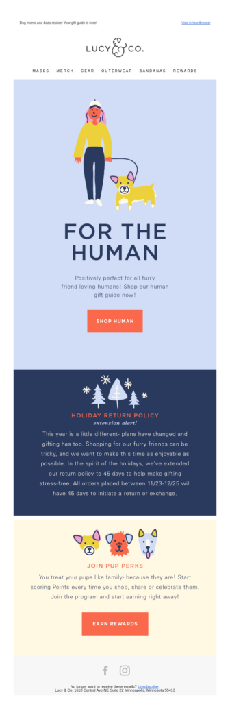 gift guide email from Lucy & Co