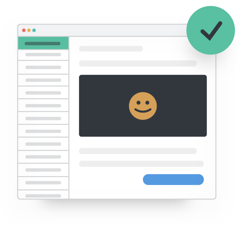 illustration of an inbox with an email that gets a green checkmark