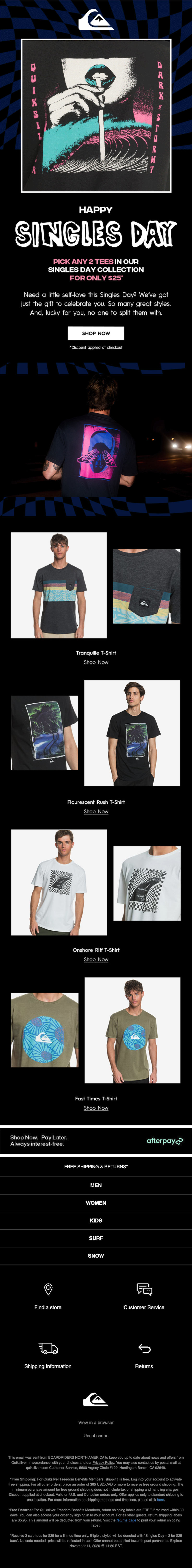 quiksilver singles day email