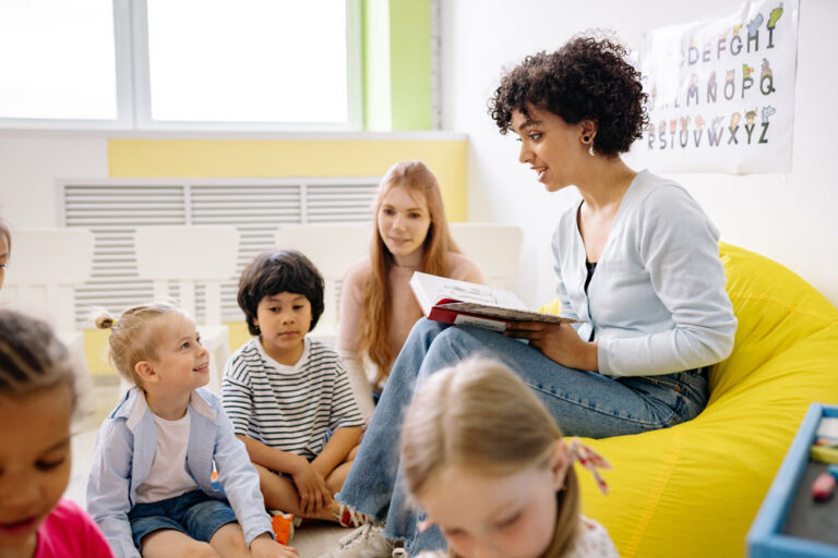 person reading to kids