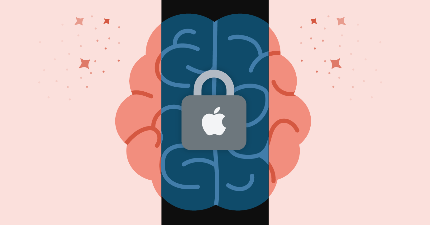 Picture of an Apple Security Lock on top of an illustrated brain