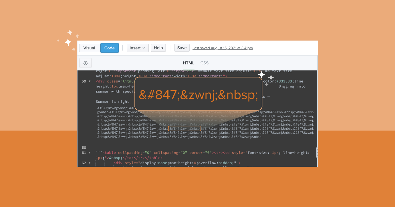 illustration showing Litmus' email preview text hack